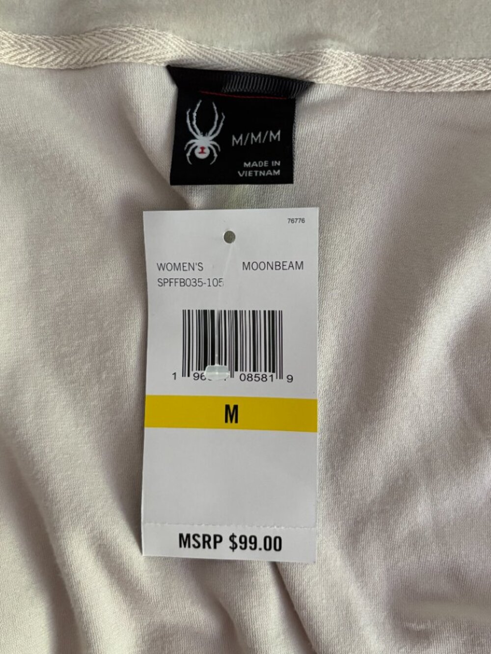 Spyder Velour Mock Neck Full Zip Jacket Cream Tan Beige Athleisure Cozy Plush M - Picture 7 of 8